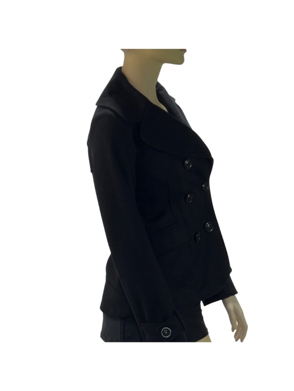 Guess Women's Black Double-Breasted Peacoat Wool Blend Size S - Picture 8 of 14